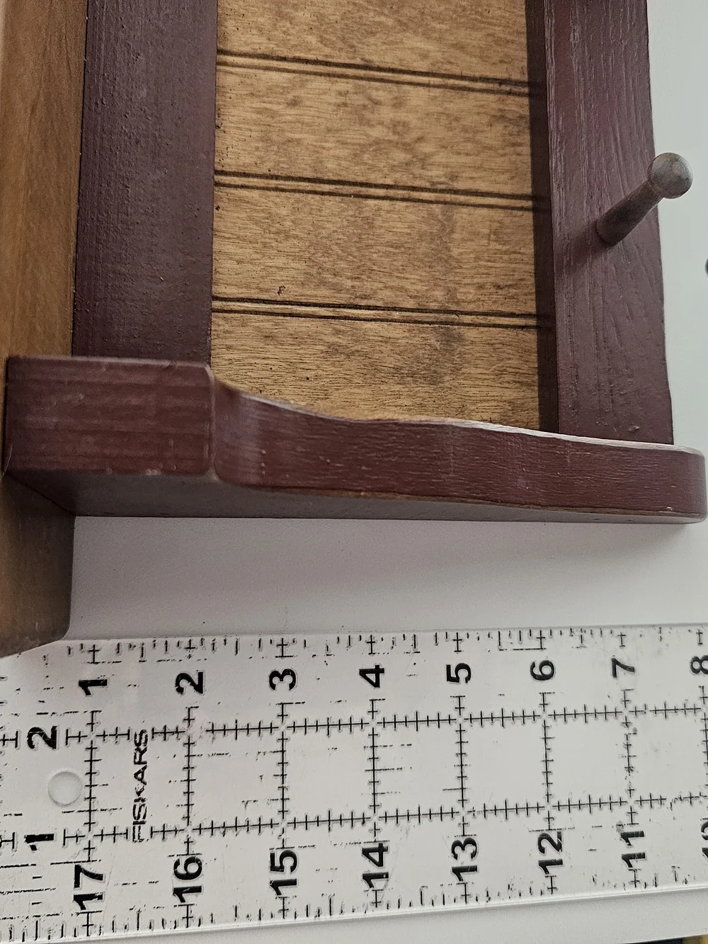 Two-Tone Brown Wall Shelf with Three Hooks - Unbranded